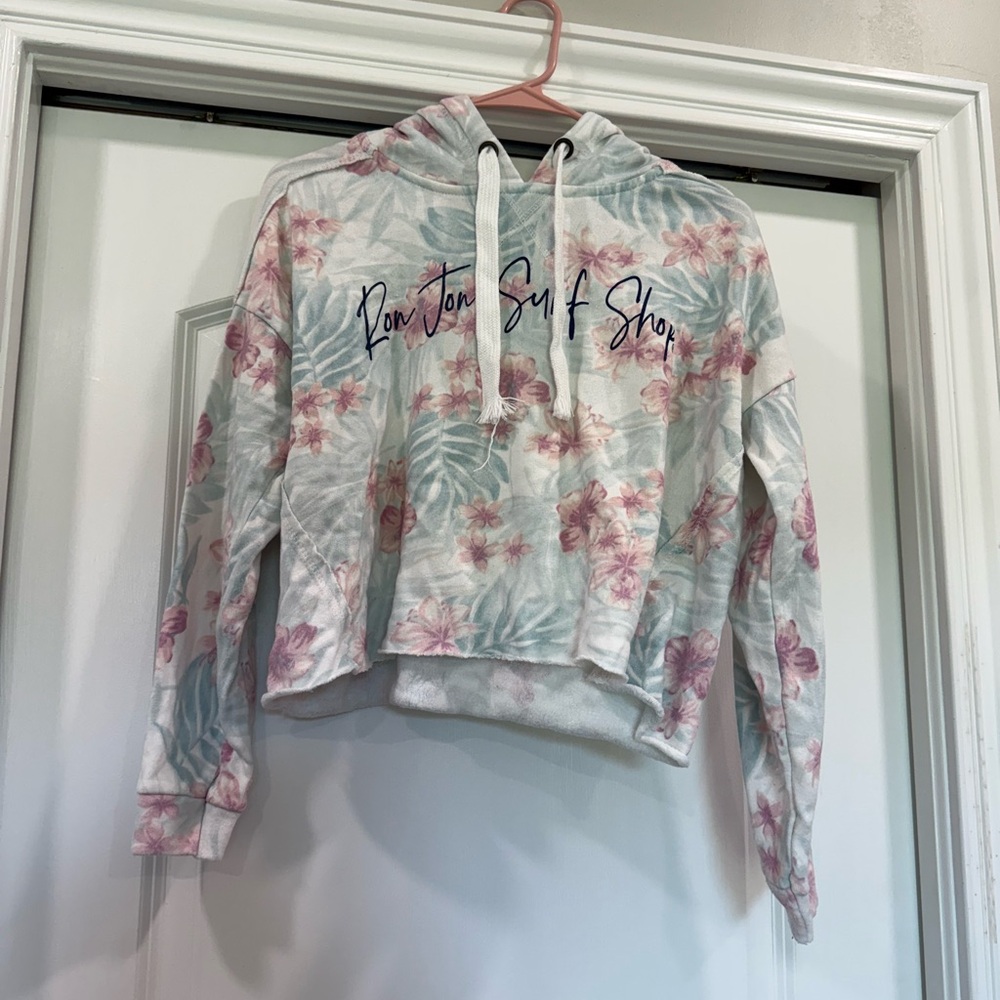 Pink and Blue Floral Sweatshirt with Romantic Patterns